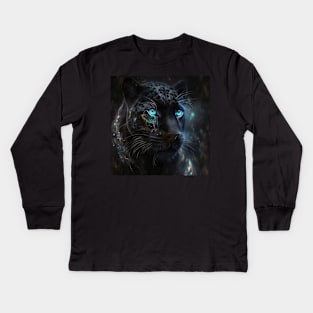 Black Panther Abstract Art Kids Long Sleeve T-Shirt